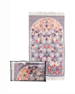 Manasek 3D Puff Prayer Rug with Bag (Purple)