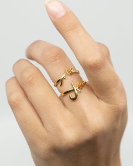 Min Maadan Alensan Aabir & Sabeel 14K Gold-Plated 2-Piece Ring Set