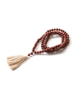 Min Maadan Alensan Brownish Orange Lava Beads & Jute Tassel Diffuser Subha Beads