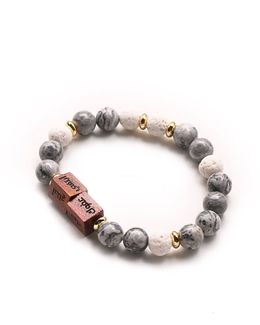 Min Maadan Alensan Precious Map Stone Stones, White Lava Beads & Wooden Blocks Sunan Rawatib Bracelet