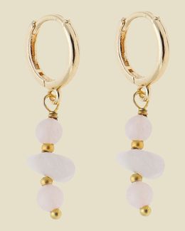 Min Maadan Alensan Rose Quartz Gold Stopper Earrings Al2405-3