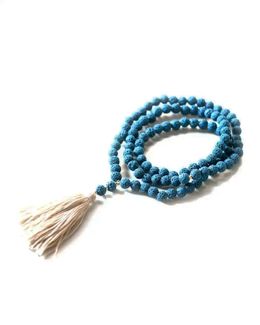 Min Maadan Alensan Teal Lava Beads & Jute Tassel Remembrance Subha Beads