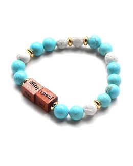 Min Maadan Alensan Turquoise Precious Stones, White Lava Beads & Wooden Blocks Sunan Rawatib Bracelet