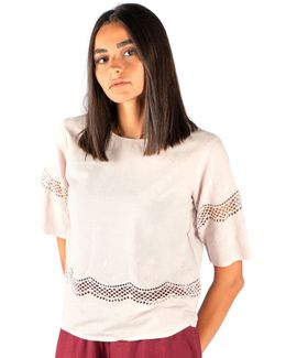 Mishkat Light Pink Wavy Embroidery Top with Short Sleeves - M